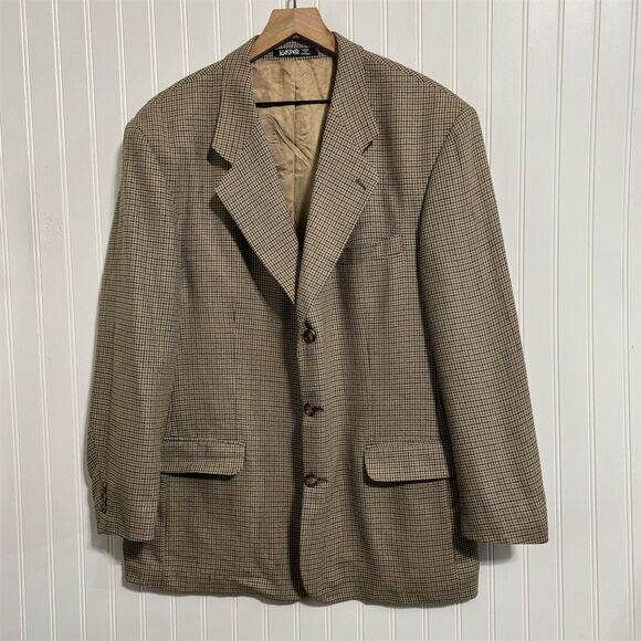 Kasper Collection Other - Kasper 46 Virgin Wool Blazer Jacket Brown Houndstooth Tweed Dark Academia‎ Vtg